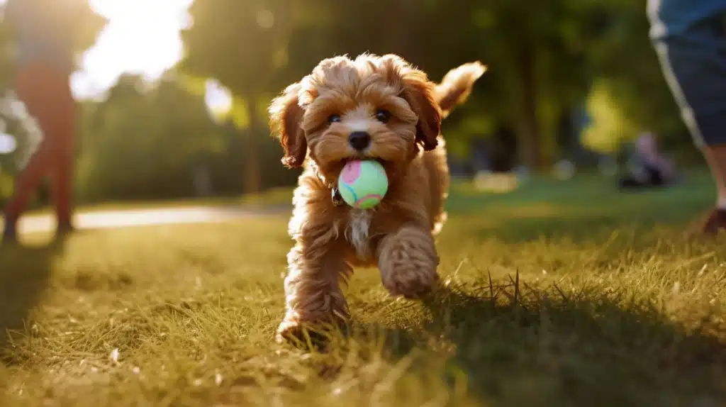 Cavapoo Playing Fetch