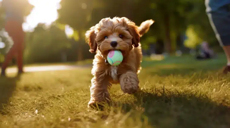 Cavapoo Playing Fetch