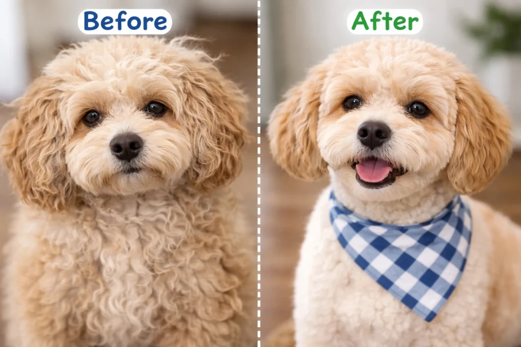 cavapoo before after shaving
