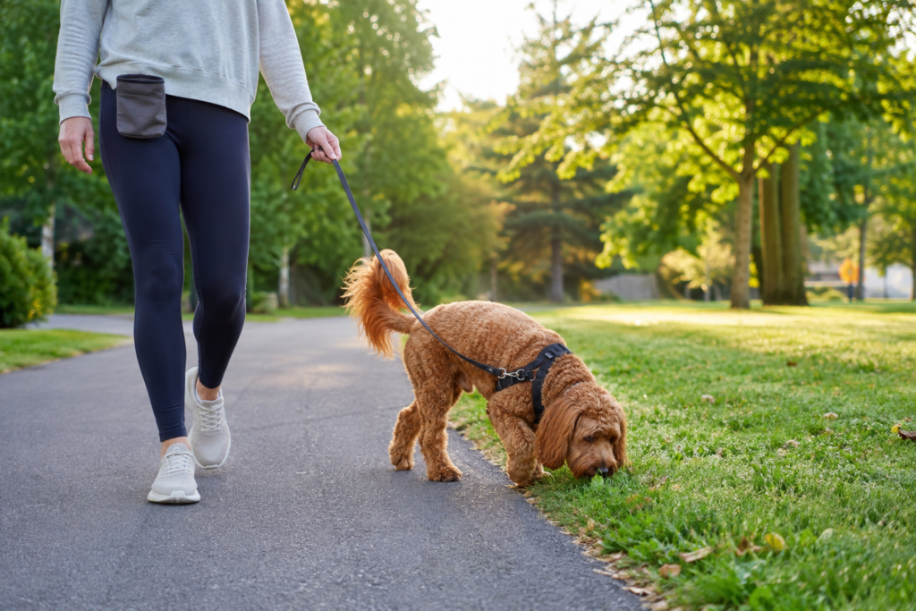 Small Doodle dog enjoying healthy daily exercise